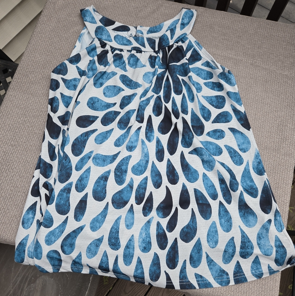 Blue Sleeveless Halter Sundress